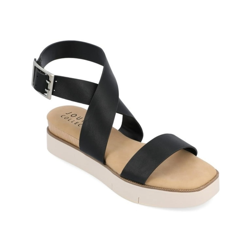 Journee Collection Black and Tan Women's Sandals